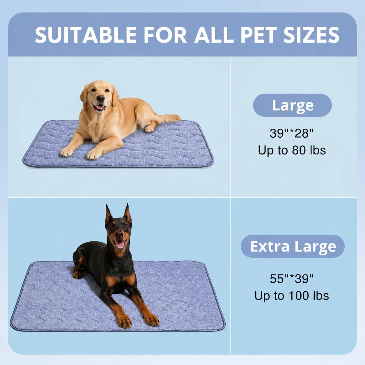 Cooling Mat for Large Dogs, Q-MAX > 0.45 Thick & Durable Pet Cooling Pad, No Gel No Electric Safety Dog Blanket, Washable Non-Slip Summer Crate Bed
