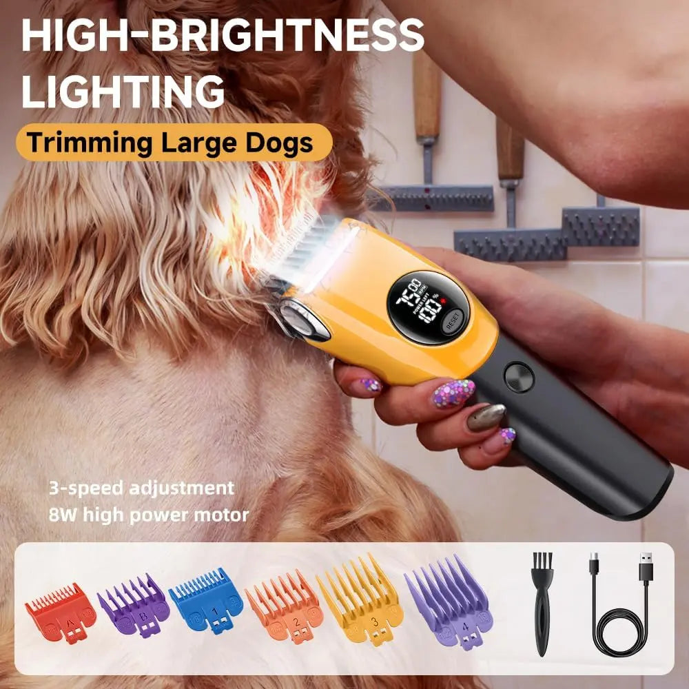 Dog Grooming Kit - Low Noise Paw Grooming: Paw Trimmers Vs. Face Trimmers,Rechargeable Cordless Clippers for Thick Matted Curly Hair, Professional Pet Shaver for Dogs & Cats at Home
