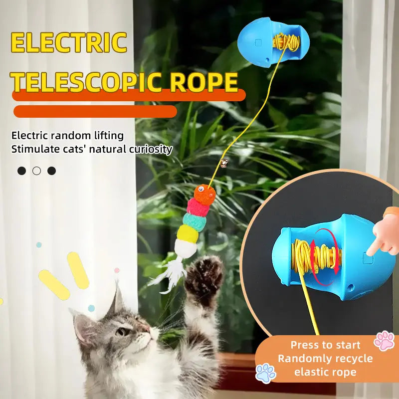 Automatic Cat Toy for Indoor Cats, Wall Mounted Interactive Teaser, Rechargeable Electric Cat Toy with Auto Rebound, Hands-Free Play