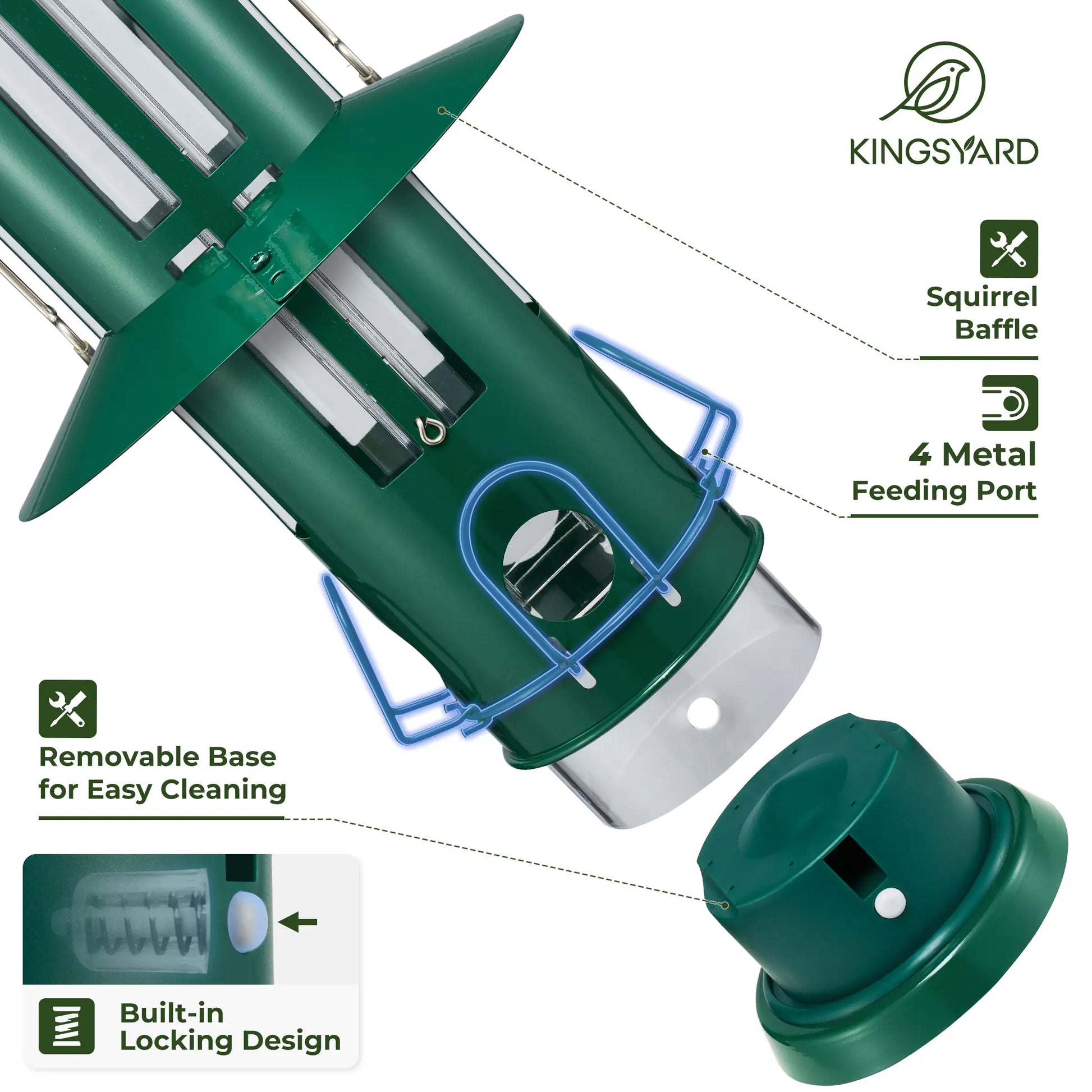 Kingsyard Weight-Activated Metal Bird Feeder with Squirrel Protection and 3Lb Capacity for Backyard Birdwatching