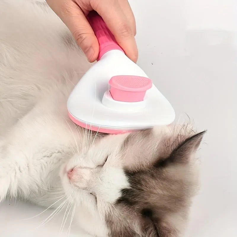 Pet Hair Removal Comb - Professional Grooming Brush and Deshedding Tool for Dogs and Cats with One-Click Cleaning Mechanism
