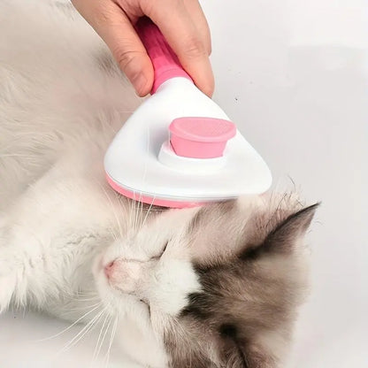 Pet Hair Removal Comb - Professional Grooming Brush and Deshedding Tool for Dogs and Cats with One-Click Cleaning Mechanism