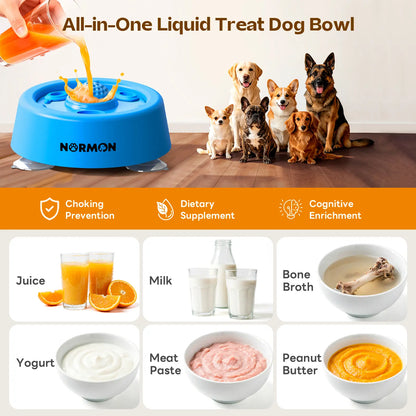 Normon Suction Base Slow Feeder Dog Bowl - No-Spill Lick Bowl for Bone Broth, Yogurt, and Liquid Treats - Rolling Ball Feeding Bowl for Puppies and Dogs of All Sizes