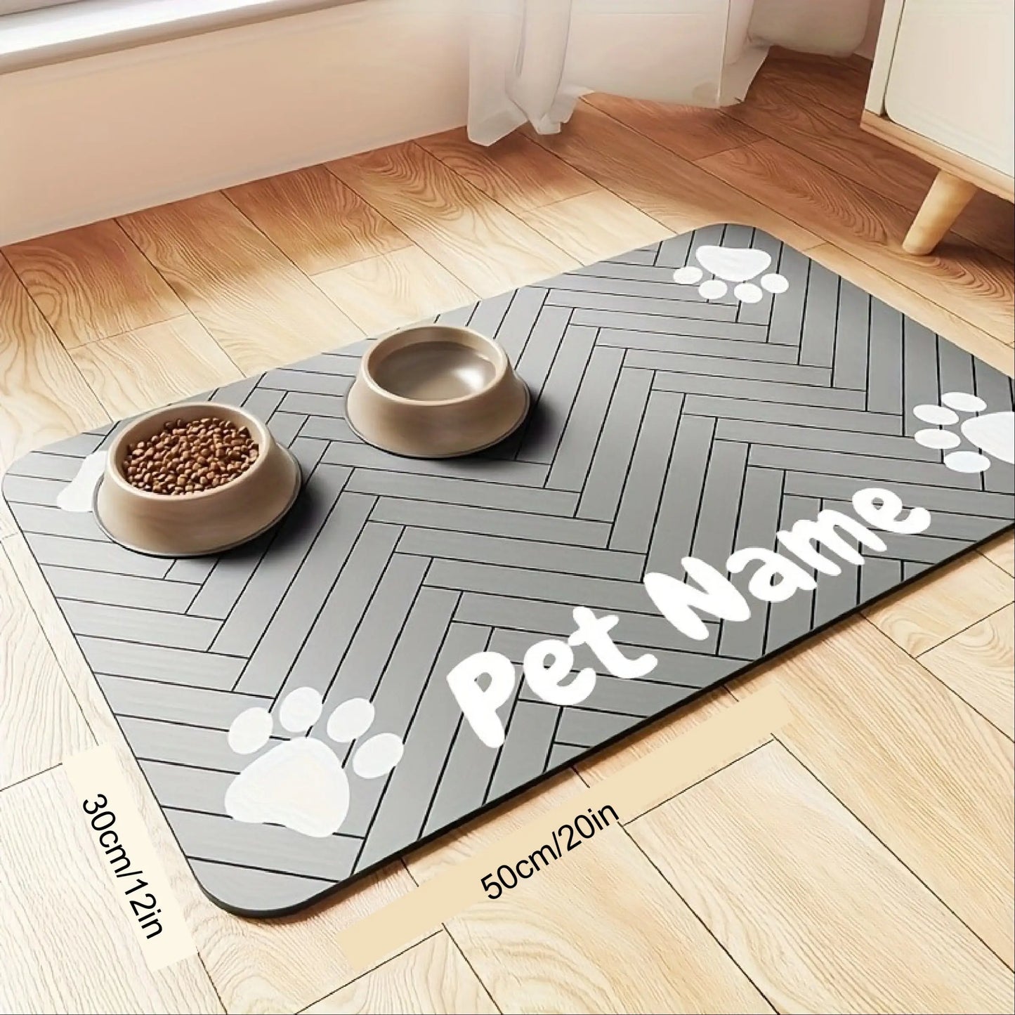 Customizable Non-Slip Pet Feeding Mat, Quick-Dry, Waterproof, Bone Shape Design, Easy Clean, Durable And, Ideal Gift for Pet Lovers