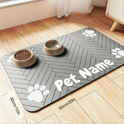 Customizable Non-Slip Pet Feeding Mat, Quick-Dry, Waterproof, Bone Shape Design, Easy Clean, Durable And, Ideal Gift for Pet Lovers