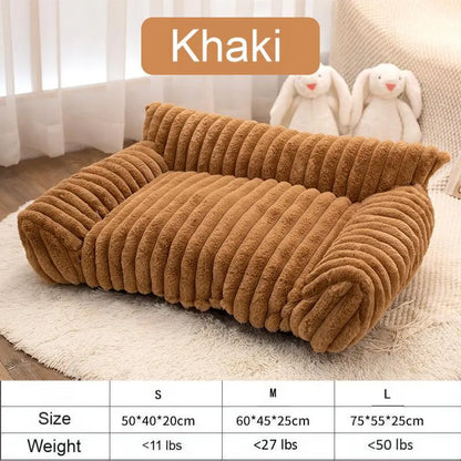 Premium Fluffy Fleece Pet Sofa Bed - 4 Stylish Designs, Thick Mat, Washable Cover, Cozy Indoor & Outdoor Use for Dogs and Cats