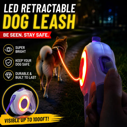 Pawzseek LED Retractable Dog Leash for Safe Nighttime Walks