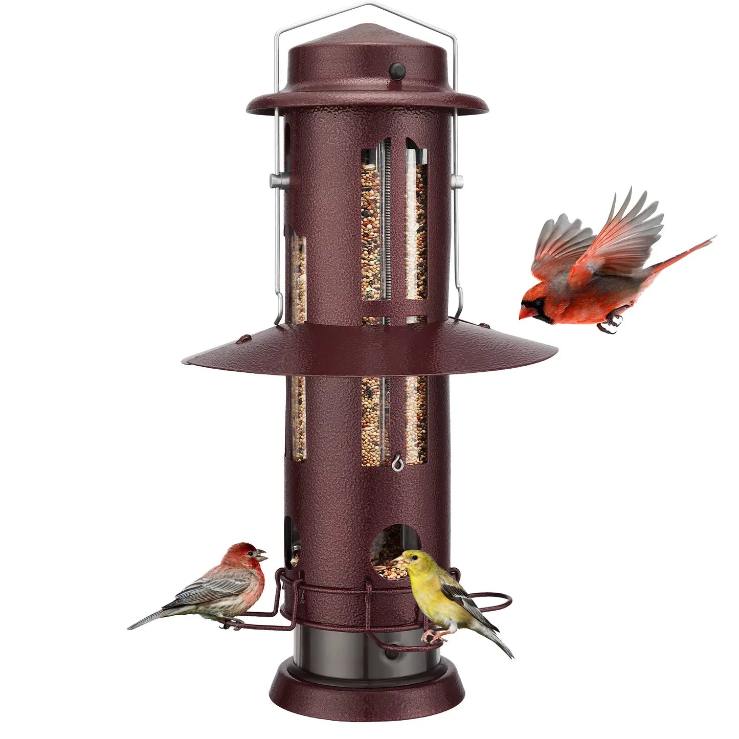 Kingsyard Weight-Activated Metal Bird Feeder with Squirrel Protection and 3Lb Capacity for Backyard Birdwatching
