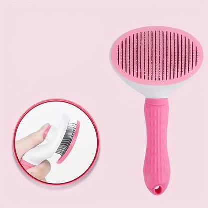Pet Hair Removal Comb - Professional Grooming Brush and Deshedding Tool for Dogs and Cats with One-Click Cleaning Mechanism