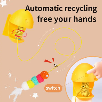Automatic Cat Toy for Indoor Cats, Wall Mounted Interactive Teaser, Rechargeable Electric Cat Toy with Auto Rebound, Hands-Free Play