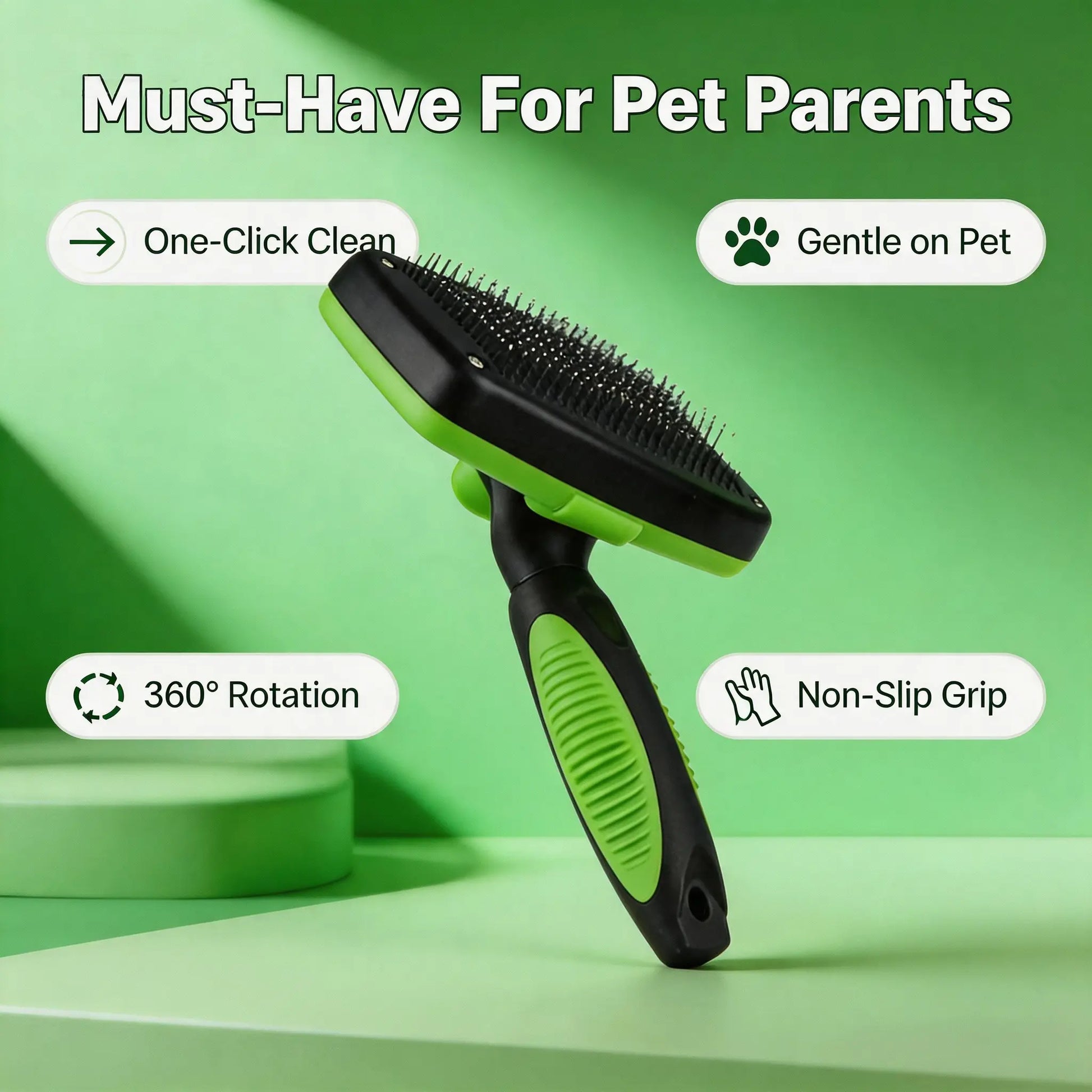 Self-Cleaning Pet Slicker Brush with One-Click Release for Dog and Cat Grooming