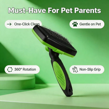 Self-Cleaning Pet Slicker Brush with One-Click Release for Dog and Cat Grooming