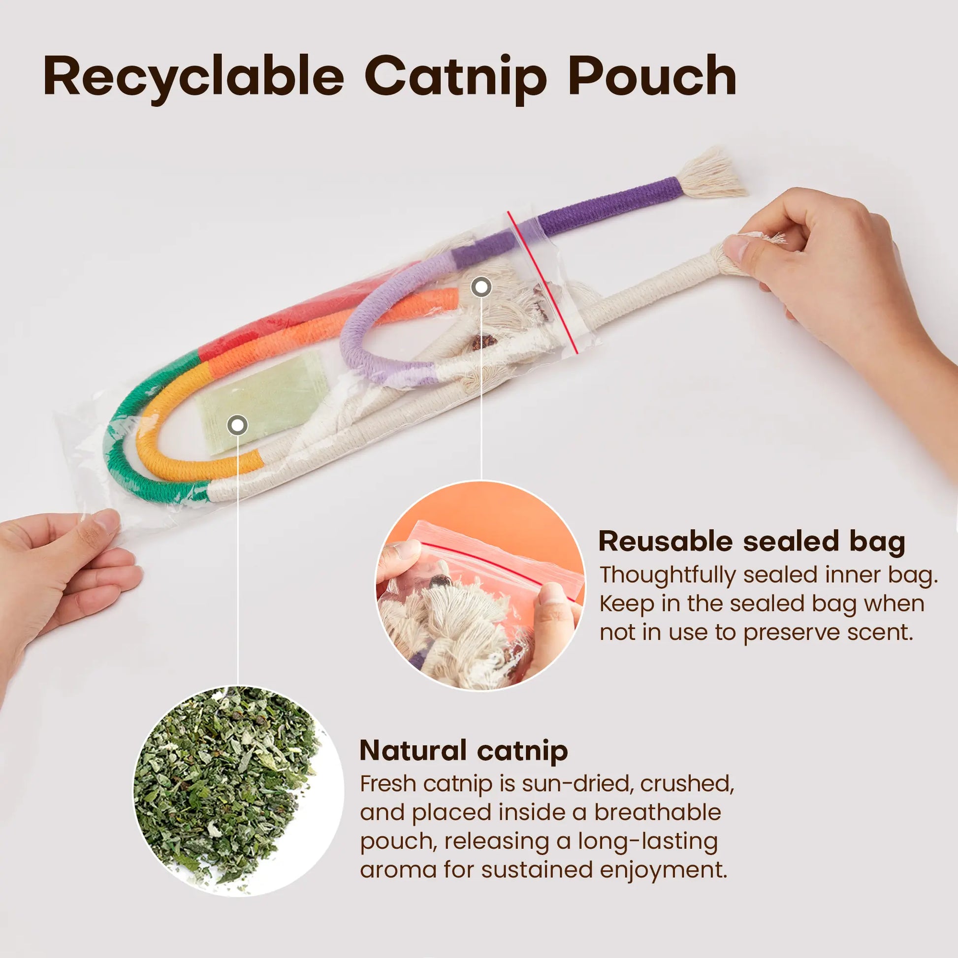 Potaroma Set of 3 Cat Chew Ropes - Dental Care and Calming Interactive Toys for Indoor Kittens