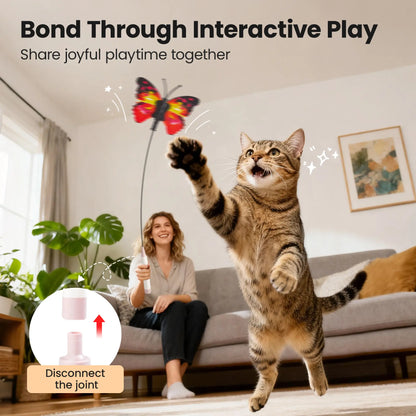 Potaroma Non-Toxic Interactive Butterfly Cat Wand - Electric Spinning and Shaking Toy with Rechargeable USB, Suction Cup, Handheld and Self-Play Modes for Cats and Kittens