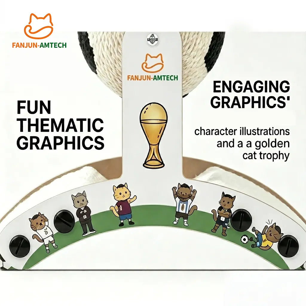 Durable Cat Scratching Post with Soccer Ball - Upgraded Hardened Corrugated Cardboard Arch Bridge - Fun Soccer-Themed Indoor Cat Furniture