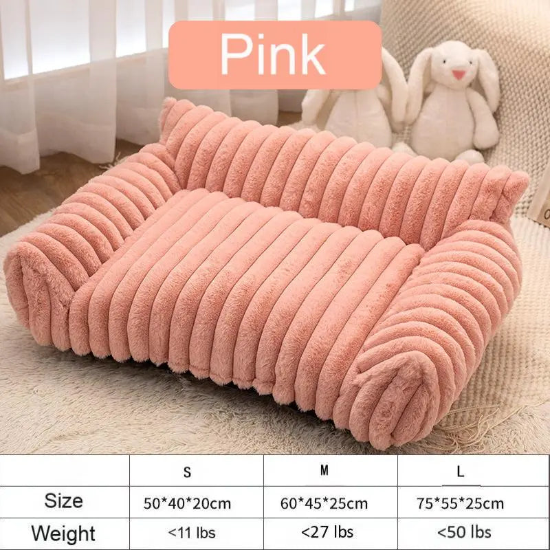 Premium Fluffy Fleece Pet Sofa Bed - 4 Stylish Designs, Thick Mat, Washable Cover, Cozy Indoor & Outdoor Use for Dogs and Cats