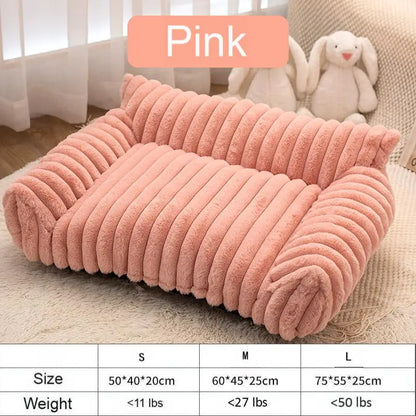 Premium Fluffy Fleece Pet Sofa Bed - 4 Stylish Designs, Thick Mat, Washable Cover, Cozy Indoor & Outdoor Use for Dogs and Cats