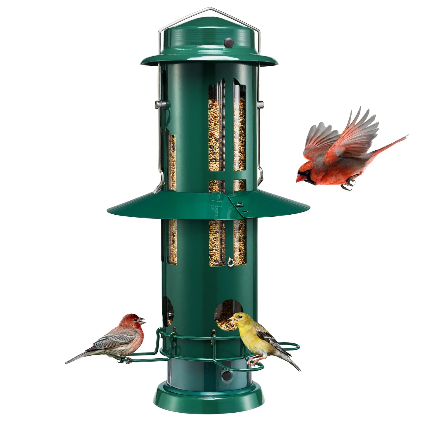 Kingsyard Weight-Activated Metal Bird Feeder with Squirrel Protection and 3Lb Capacity for Backyard Birdwatching