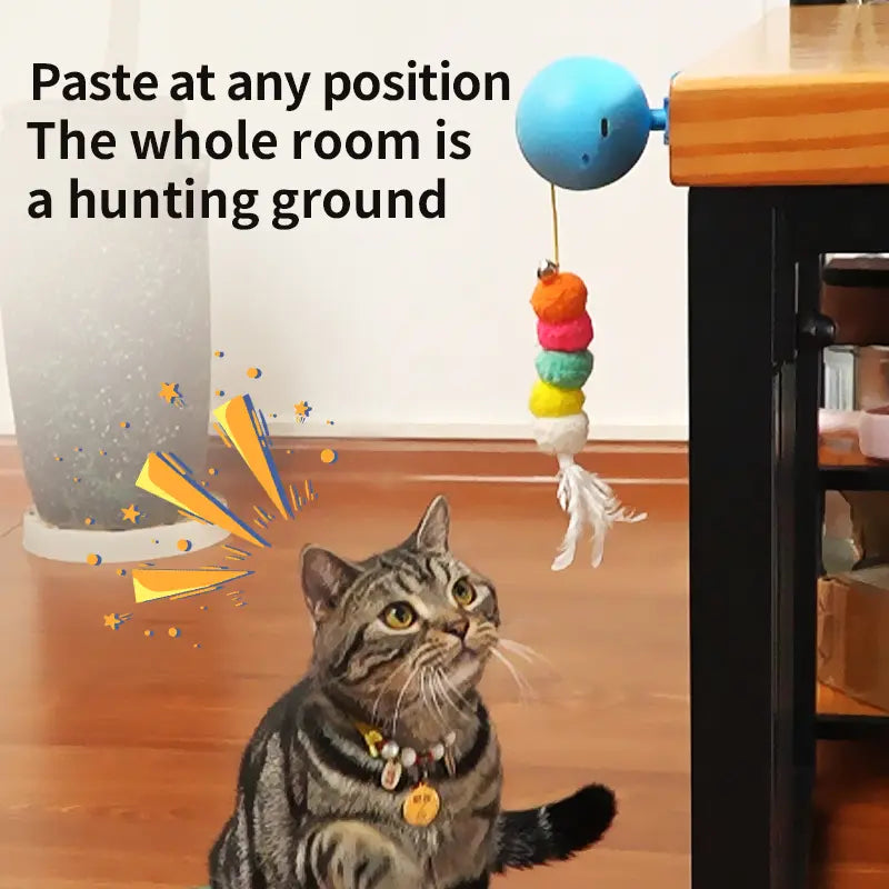 Automatic Cat Toy for Indoor Cats, Wall Mounted Interactive Teaser, Rechargeable Electric Cat Toy with Auto Rebound, Hands-Free Play