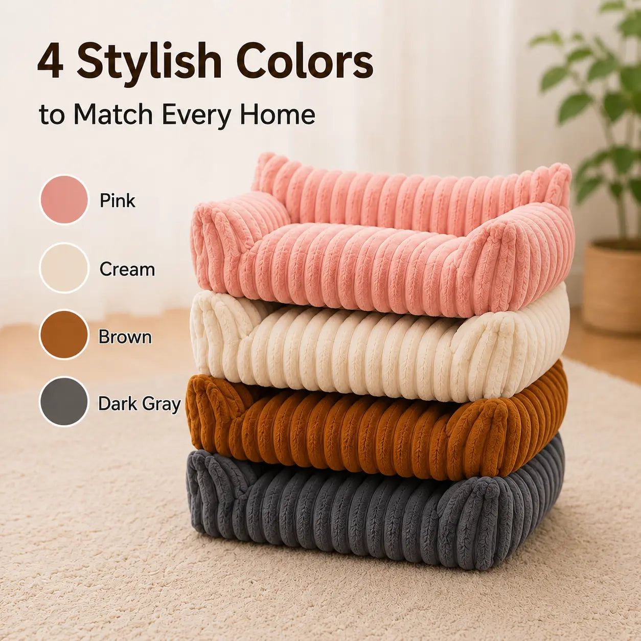 Premium Fluffy Fleece Pet Sofa Bed - 4 Stylish Designs, Thick Mat, Washable Cover, Cozy Indoor & Outdoor Use for Dogs and Cats
