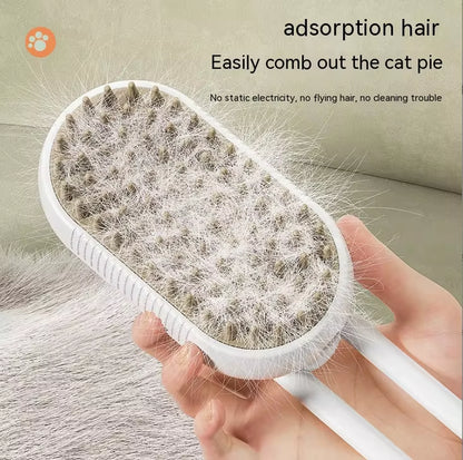 Pet Electric Spray Comb for Cats and Dogs - One-Key Spray Hair Removal and Massage Brush