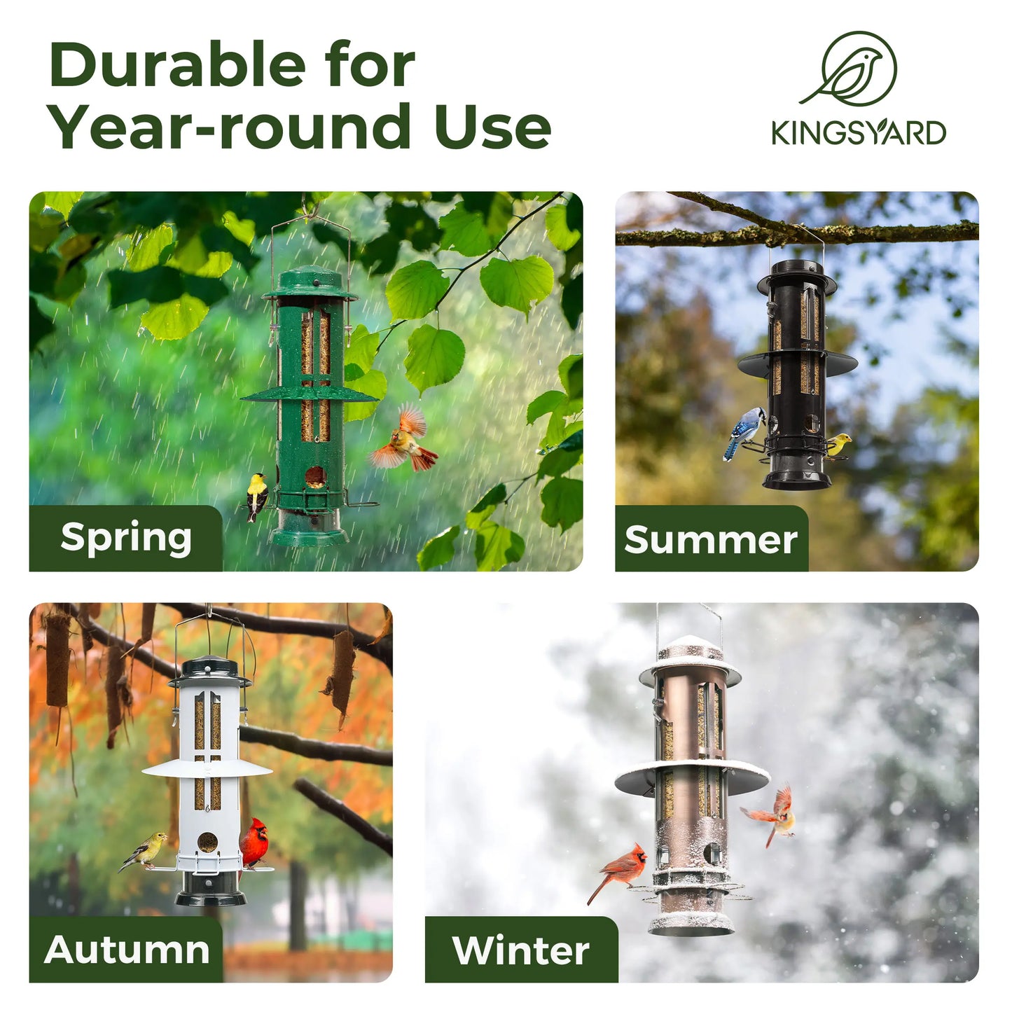 Kingsyard Weight-Activated Metal Bird Feeder with Squirrel Protection and 3Lb Capacity for Backyard Birdwatching
