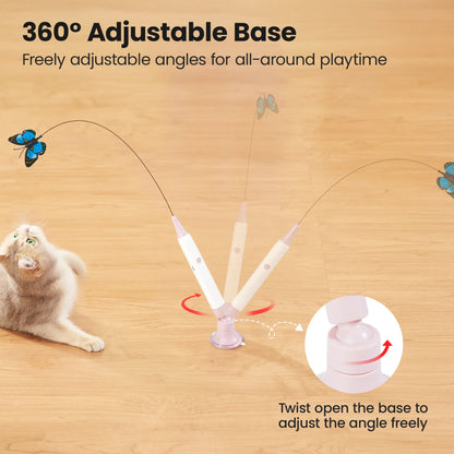 Potaroma Non-Toxic Interactive Butterfly Cat Wand - Electric Spinning and Shaking Toy with Rechargeable USB, Suction Cup, Handheld and Self-Play Modes for Cats and Kittens