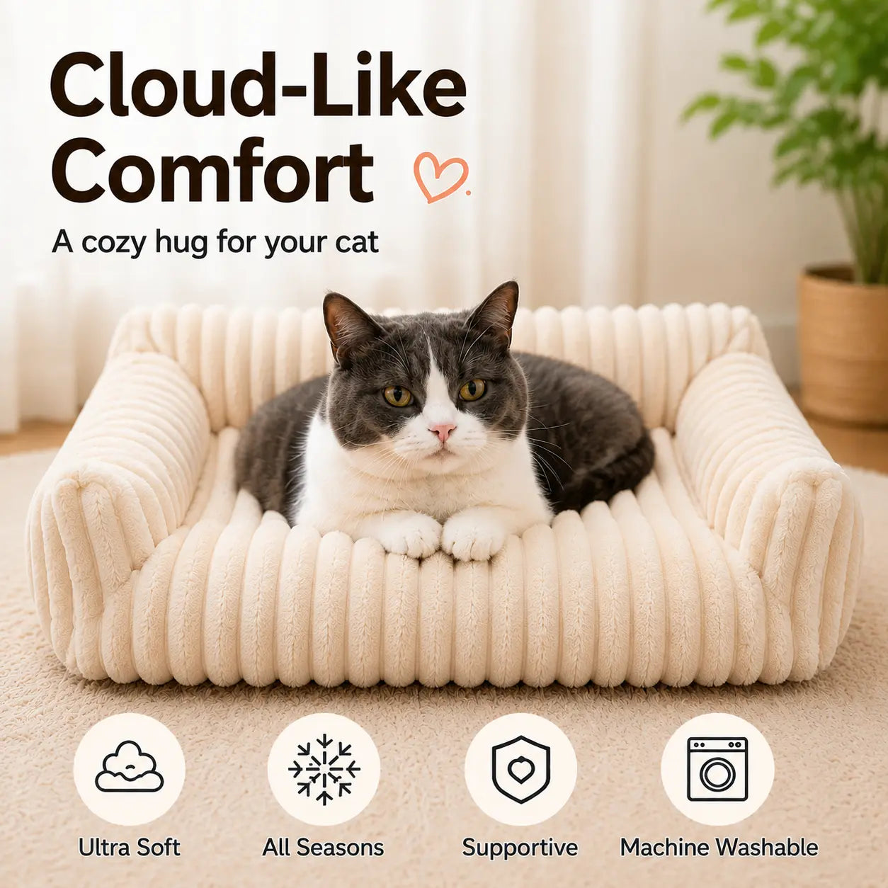 Premium Fluffy Fleece Pet Sofa Bed - 4 Stylish Designs, Thick Mat, Washable Cover, Cozy Indoor & Outdoor Use for Dogs and Cats