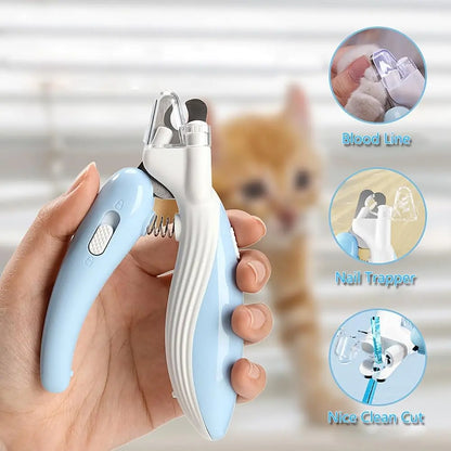 LED Pet Nail Clippers Cat Nails Clipper Dog Paw Claw Trimmer Pet Grooming Scissors LED Light the Quick Easy to See the Bloodline for Dog Cat Rabbit Birds Sharp Stainless Steel Blades