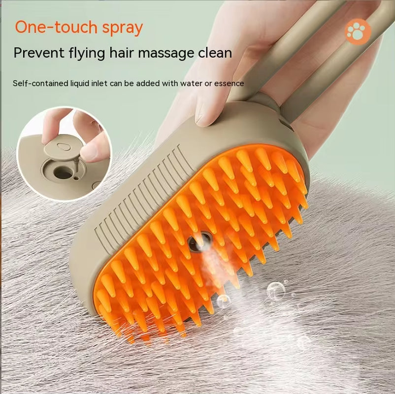 Pet Electric Spray Comb for Cats and Dogs - One-Key Spray Hair Removal and Massage Brush