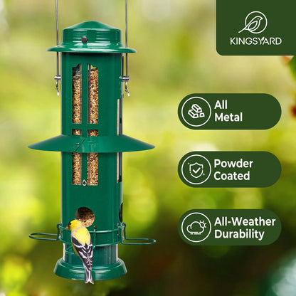 Kingsyard Weight-Activated Metal Bird Feeder with Squirrel Protection and 3Lb Capacity for Backyard Birdwatching