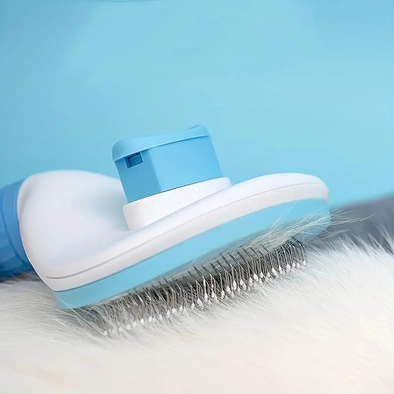 Pet Hair Removal Comb - Professional Grooming Brush and Deshedding Tool for Dogs and Cats with One-Click Cleaning Mechanism