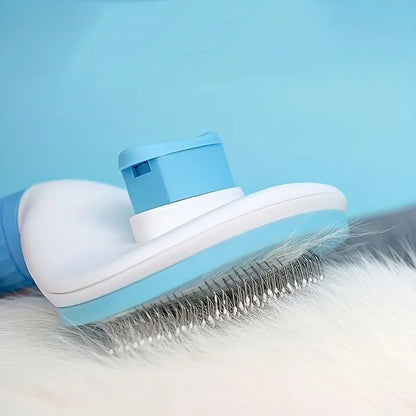 Pet Hair Removal Comb - Professional Grooming Brush and Deshedding Tool for Dogs and Cats with One-Click Cleaning Mechanism