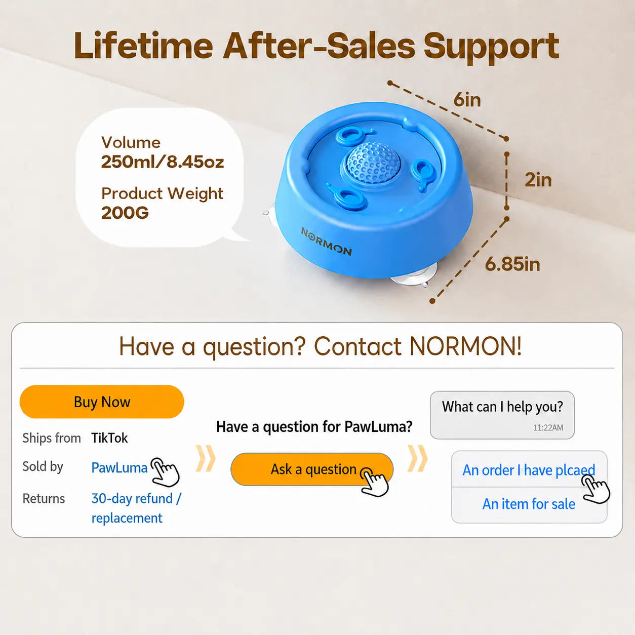 Normon Suction Base Slow Feeder Dog Bowl - No-Spill Lick Bowl for Bone Broth, Yogurt, and Liquid Treats - Rolling Ball Feeding Bowl for Puppies and Dogs of All Sizes