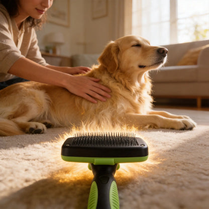 Self-Cleaning Pet Slicker Brush with One-Click Release for Dog and Cat Grooming