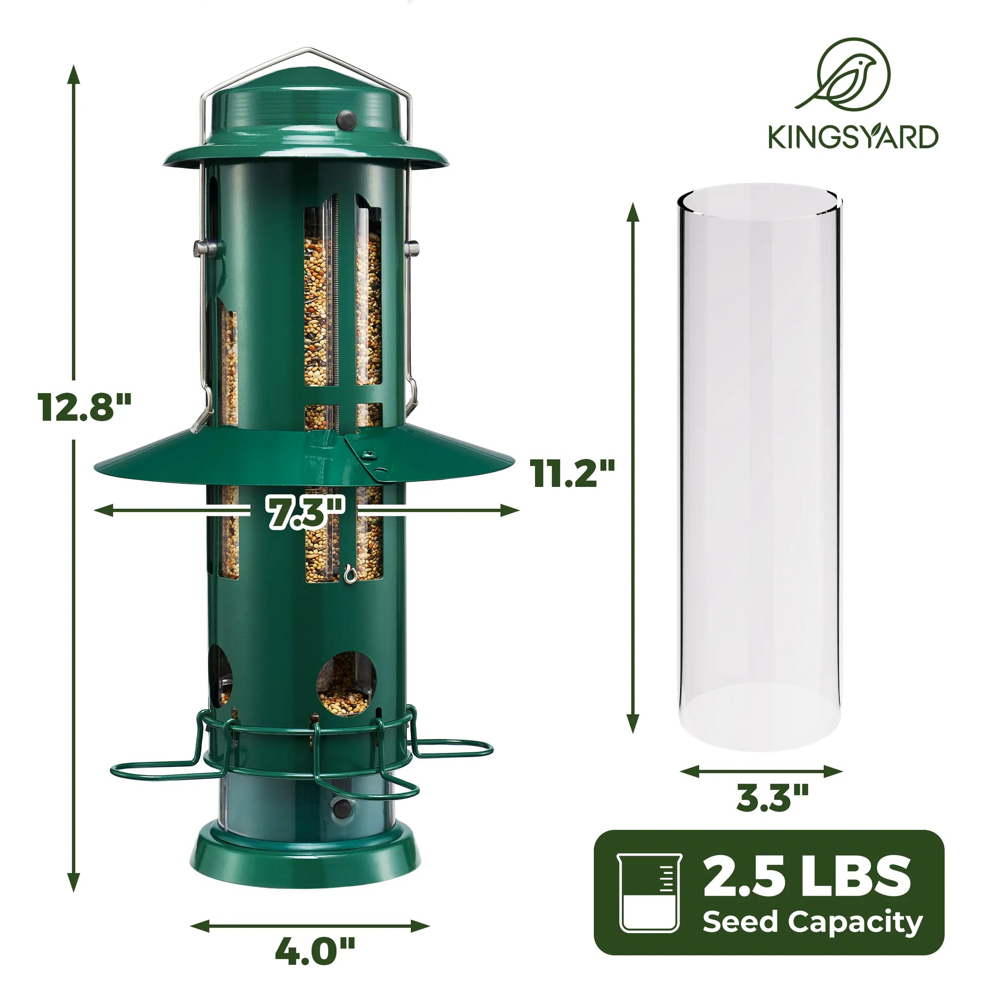 Kingsyard Weight-Activated Metal Bird Feeder with Squirrel Protection and 3Lb Capacity for Backyard Birdwatching