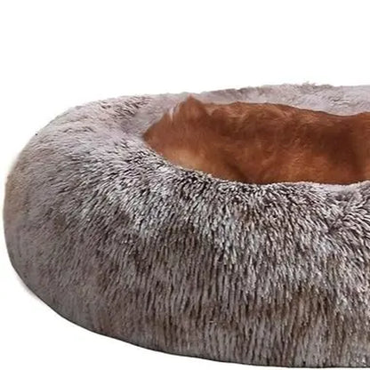 JOLLYVOGUE Medium Calming Dog Bed - 31-Inch Washable Donut Design with Anti-Slip and Anti-Anxiety Features for Pets Up to 45 lbs (Smoke Grey)