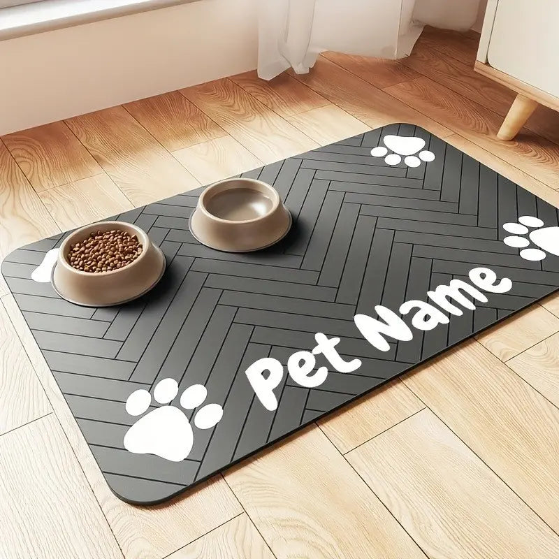 Customizable Non-Slip Pet Feeding Mat, Quick-Dry, Waterproof, Bone Shape Design, Easy Clean, Durable And, Ideal Gift for Pet Lovers