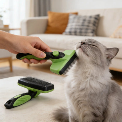 Self-Cleaning Pet Slicker Brush with One-Click Release for Dog and Cat Grooming