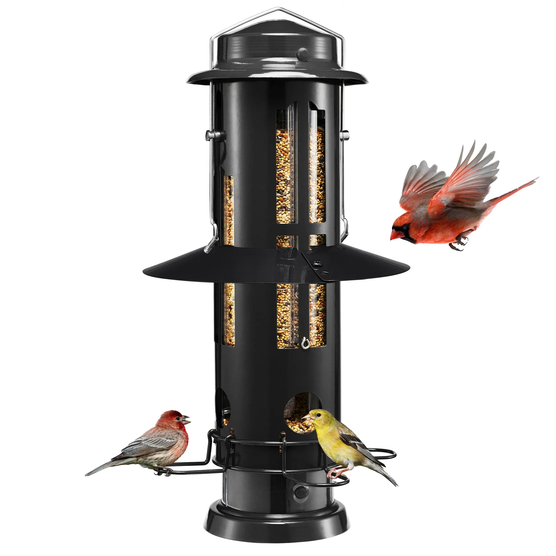 Kingsyard Weight-Activated Metal Bird Feeder with Squirrel Protection and 3Lb Capacity for Backyard Birdwatching