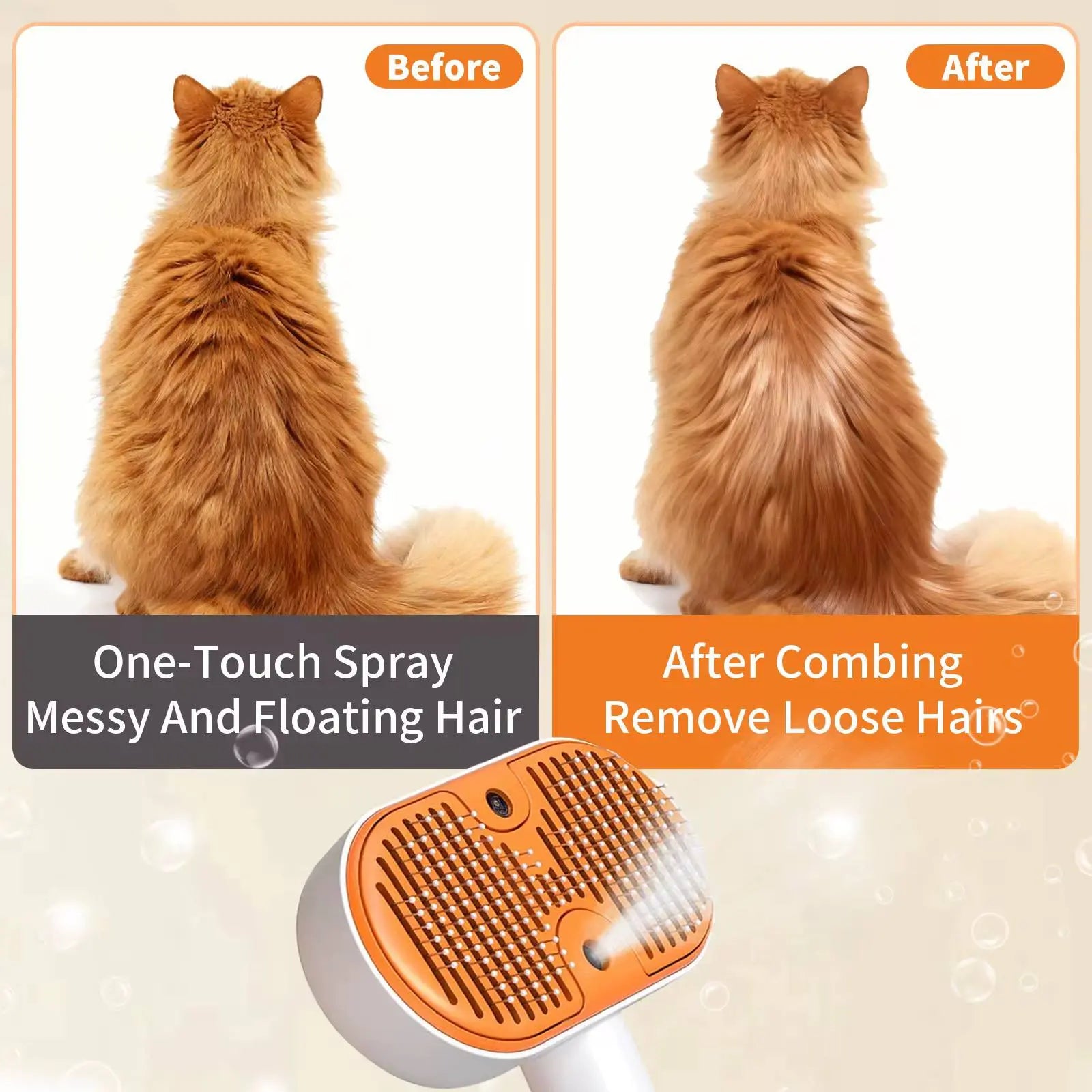 Enhanced 3-in-1 Steam Pet Grooming Brush for Dogs and Cats – Self-Cleaning Deshedding Comb with Mist Spray and UV Sanitization