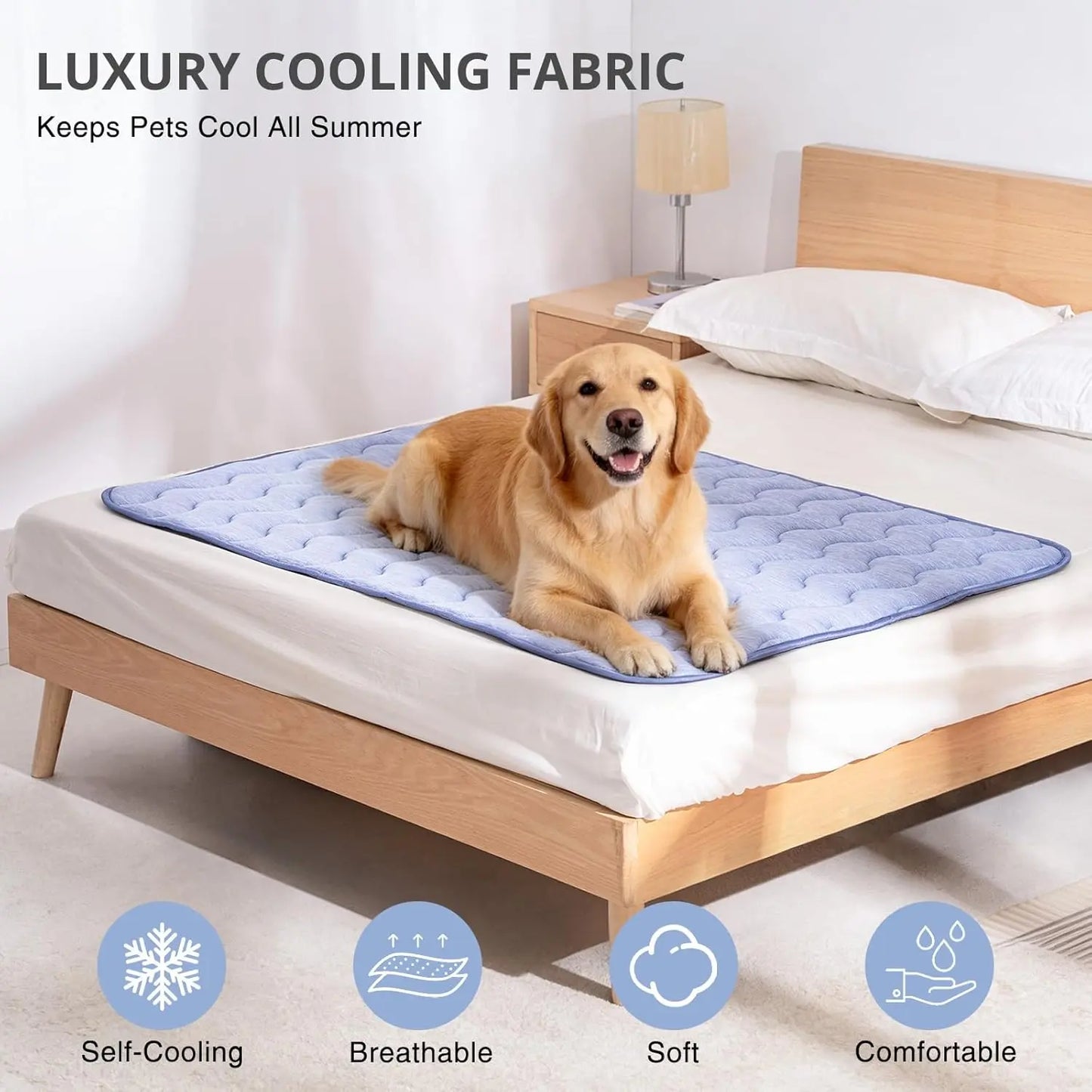 Cooling Mat for Large Dogs, Q-MAX > 0.45 Thick & Durable Pet Cooling Pad, No Gel No Electric Safety Dog Blanket, Washable Non-Slip Summer Crate Bed