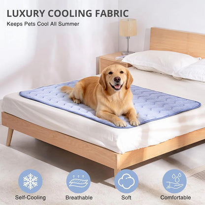 Cooling Mat for Large Dogs, Q-MAX > 0.45 Thick & Durable Pet Cooling Pad, No Gel No Electric Safety Dog Blanket, Washable Non-Slip Summer Crate Bed